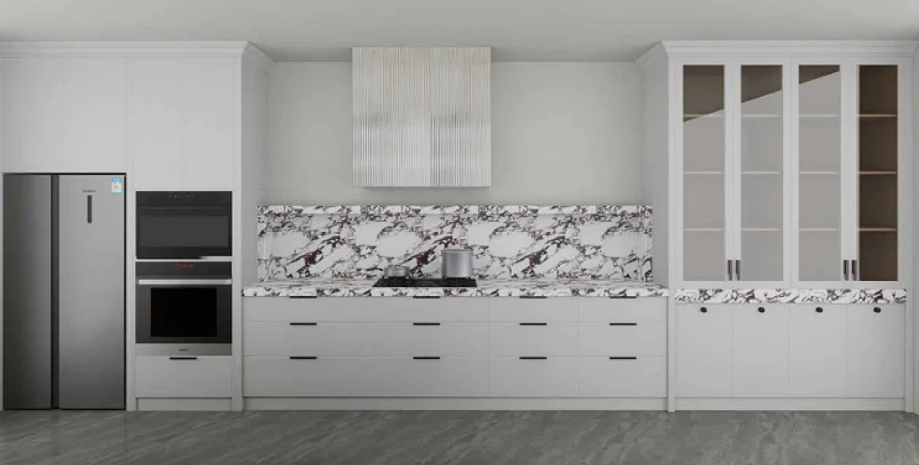 Kitchen run and island approval render