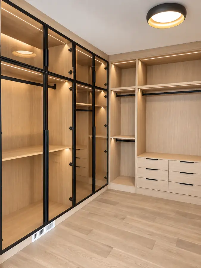Master suite: Walk-in, the glass wall from inside