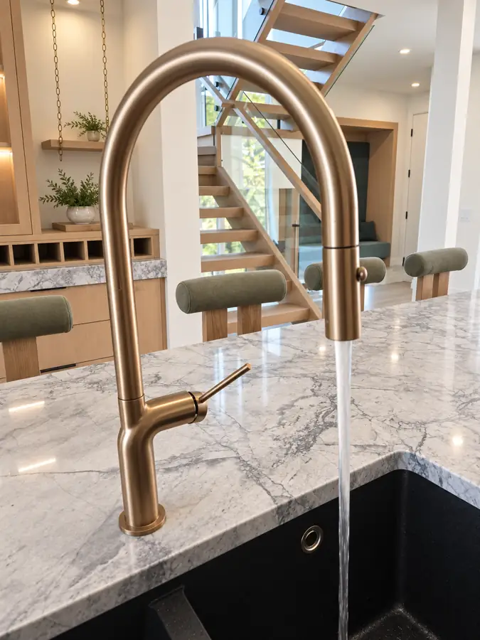 Kitchen: The faucet running
