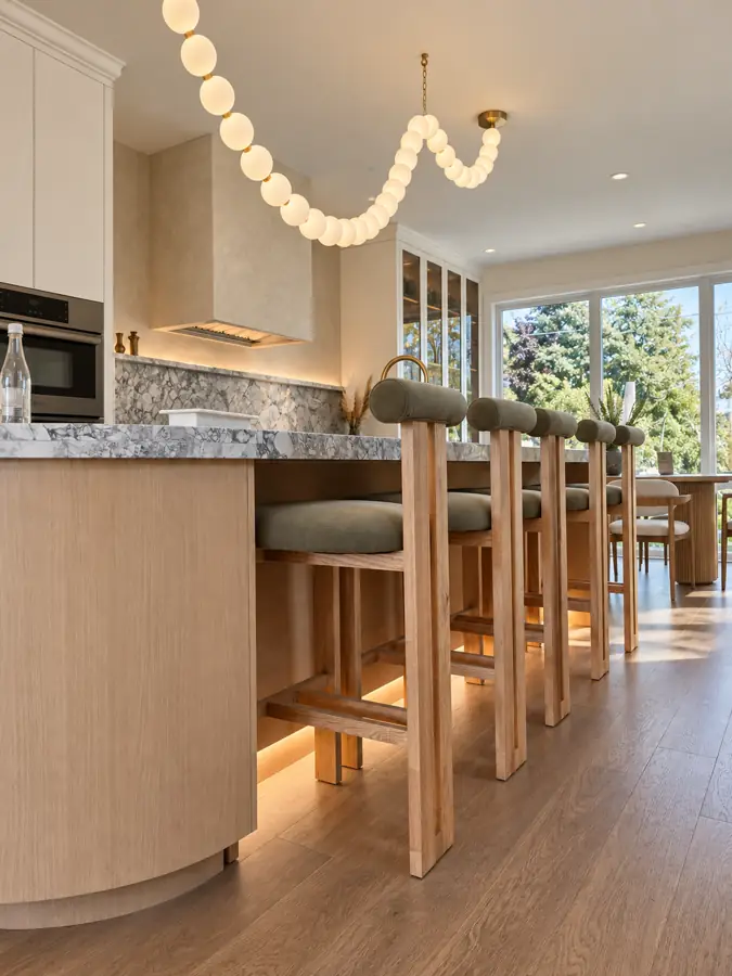 Kitchen: Island base, the toe-kick lit