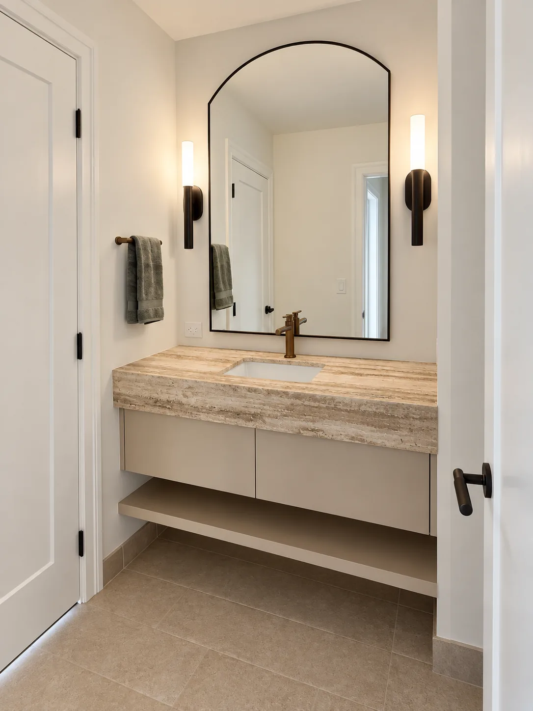 Second floor vanity installed
