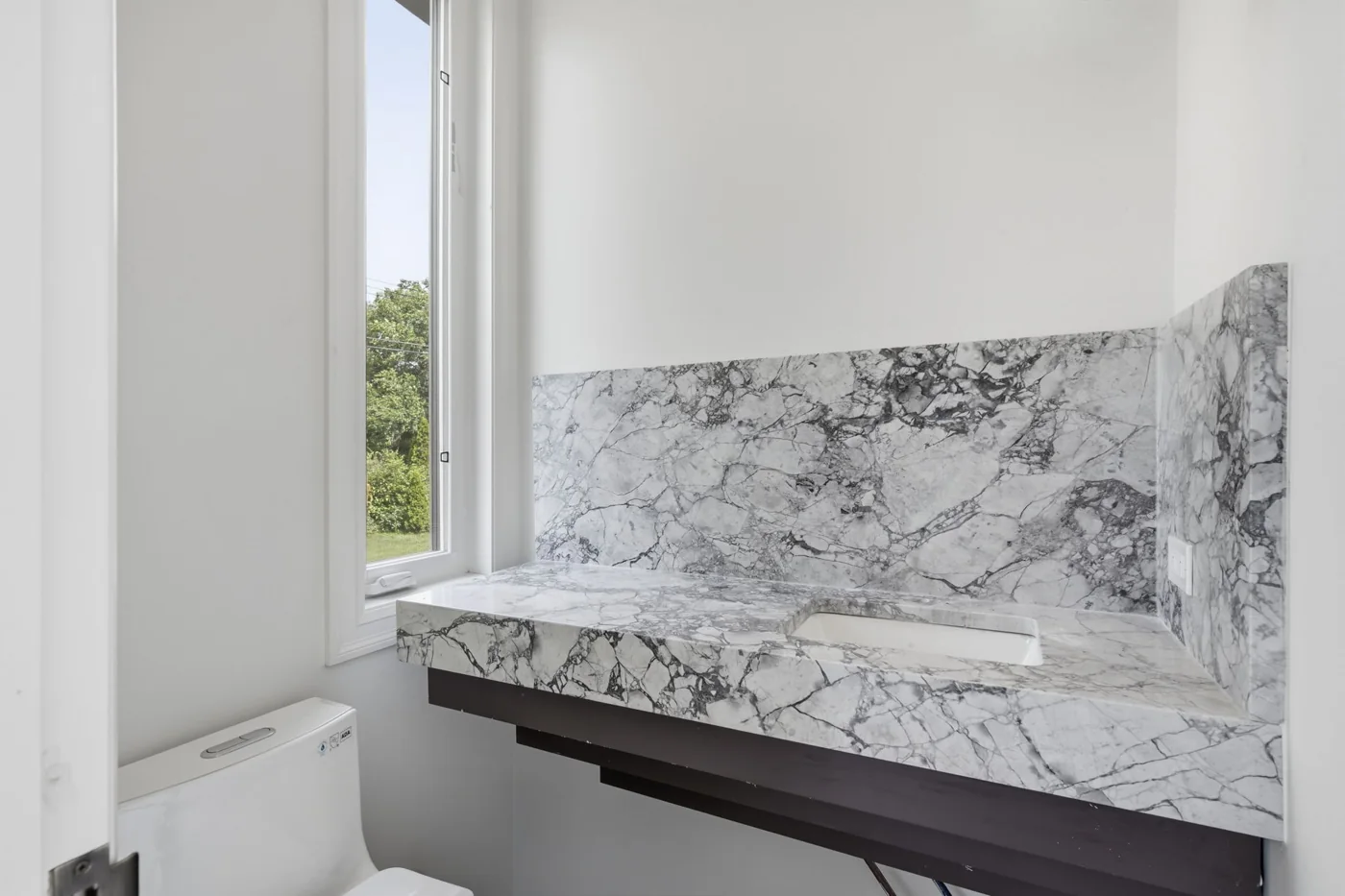 Powder bath vanity installed