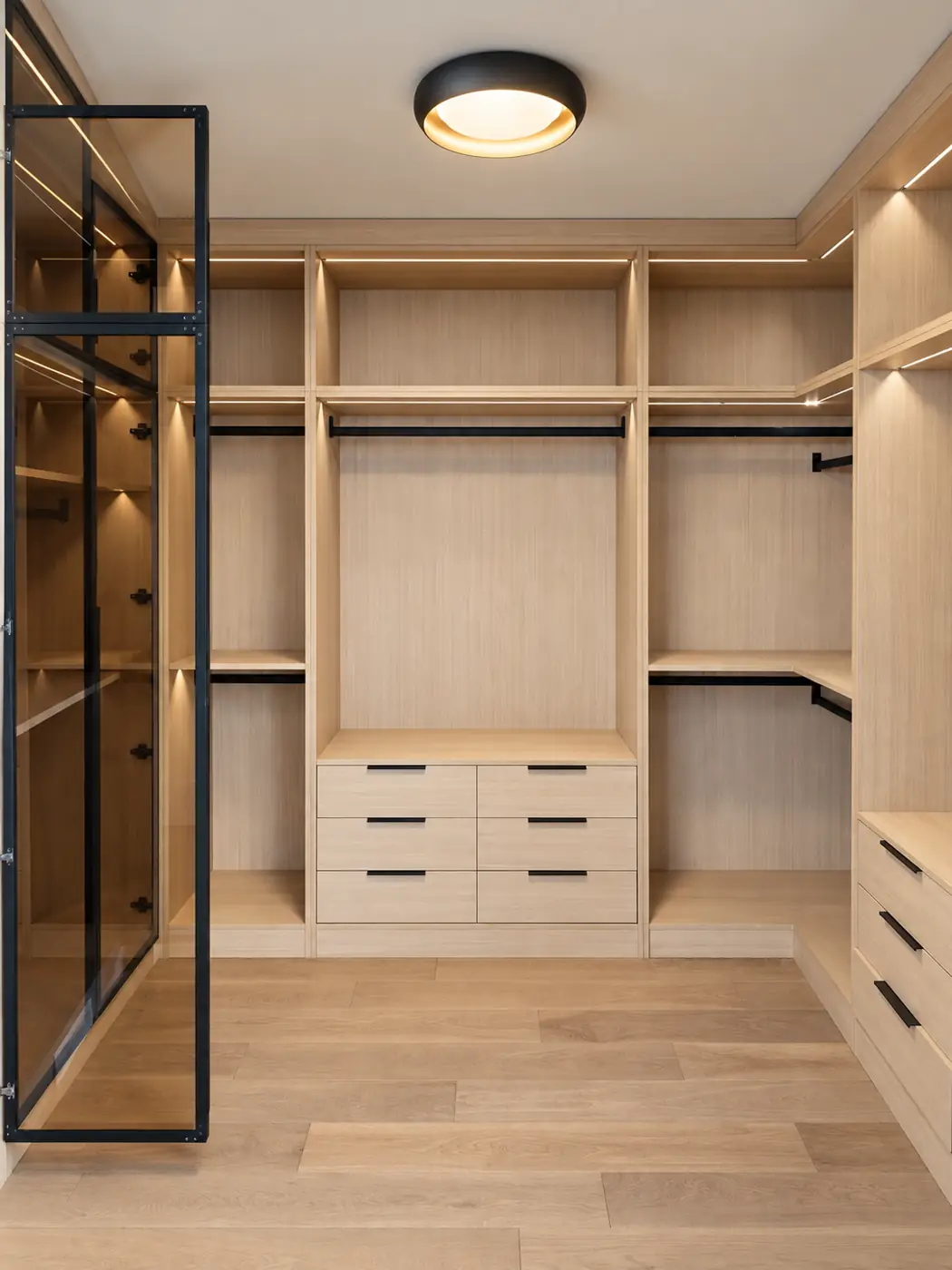The walk-in, whole room, lit