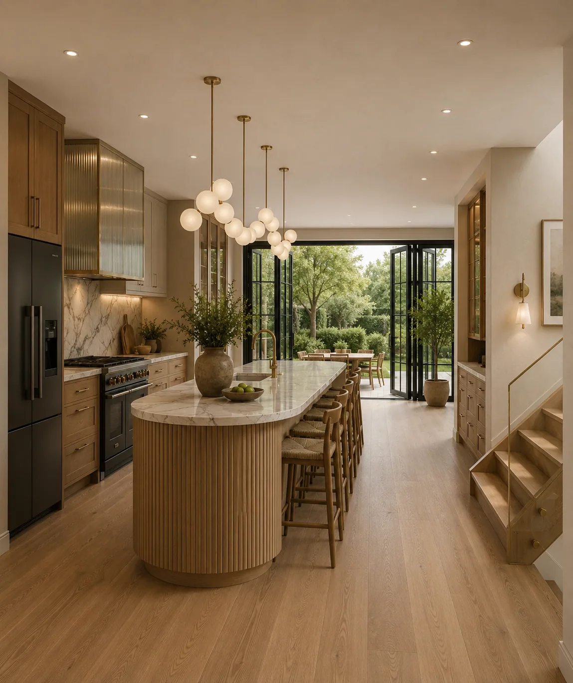 Wide-plank engineered oak flooring in a sunlit room