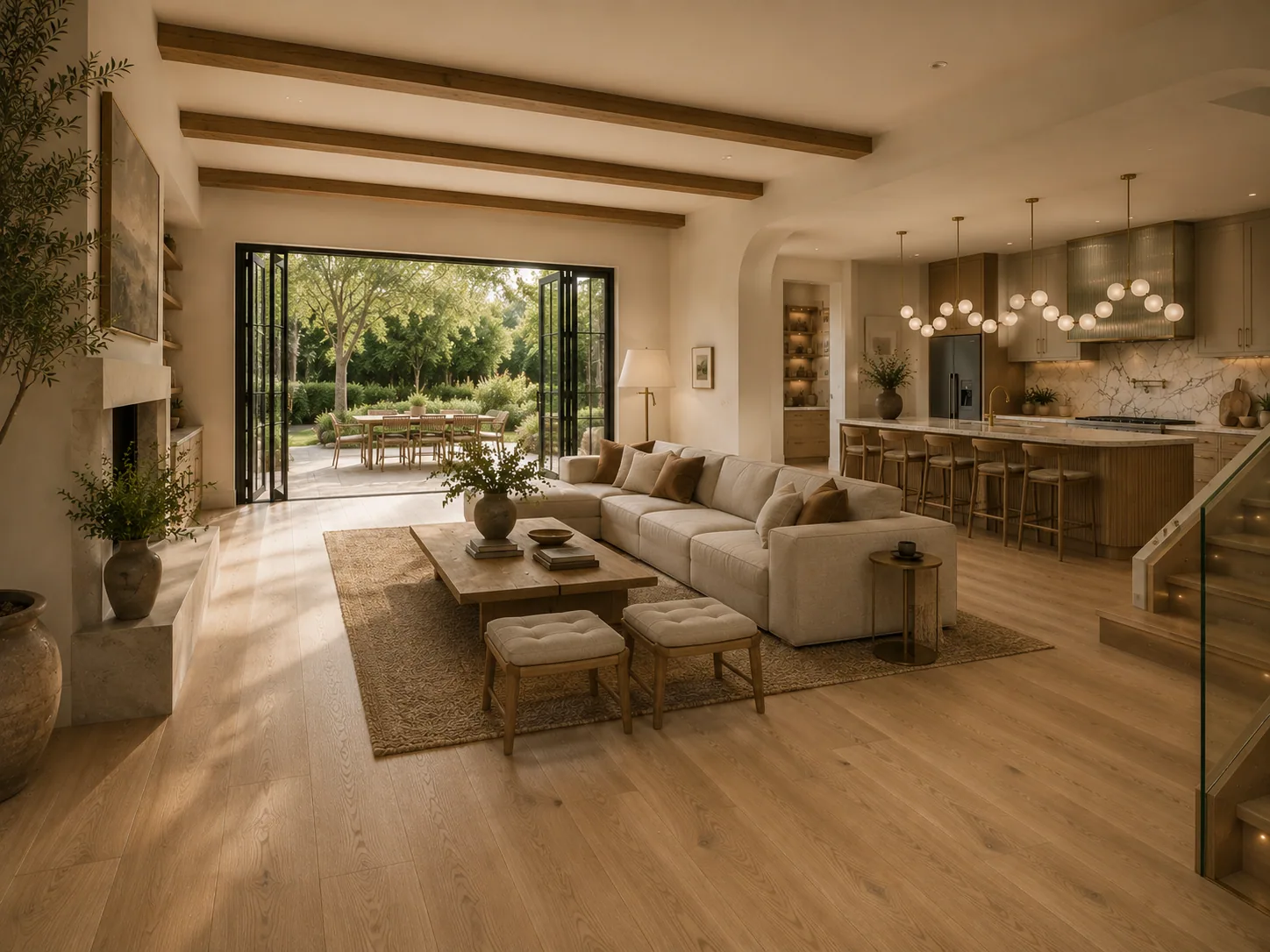 Solid hardwood flooring with visible grain
